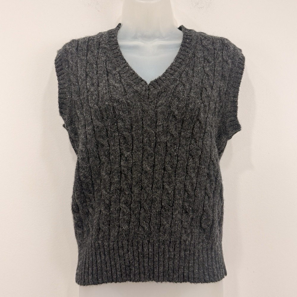 VTG 80s Lord & Taylor 100% Shetland Wool Cableknit Vest S Heritage Fisherman